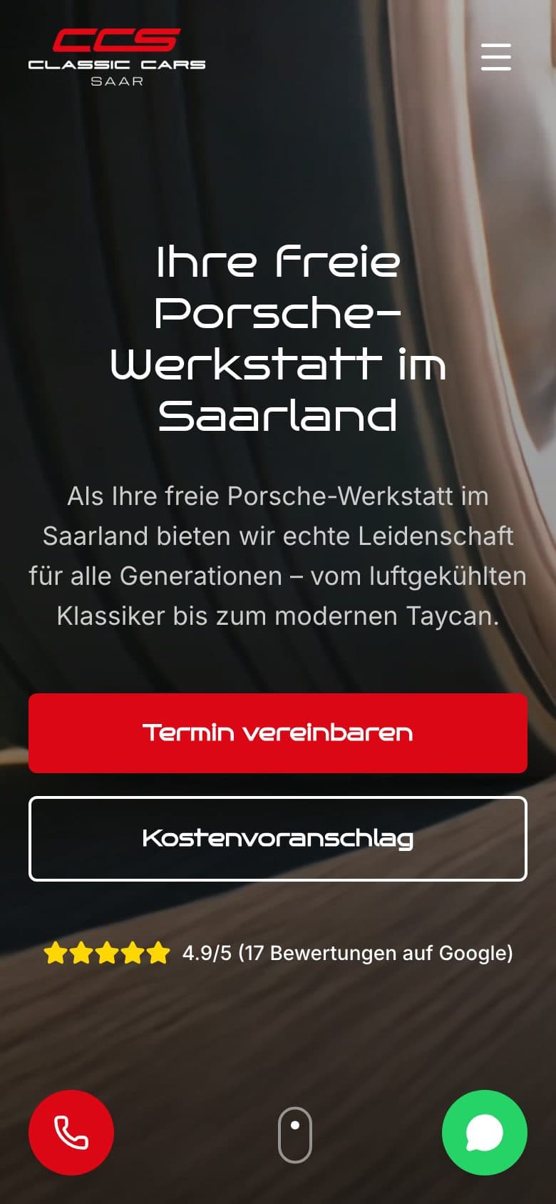 Website von ClassicCars Saar auf dem Smartphone